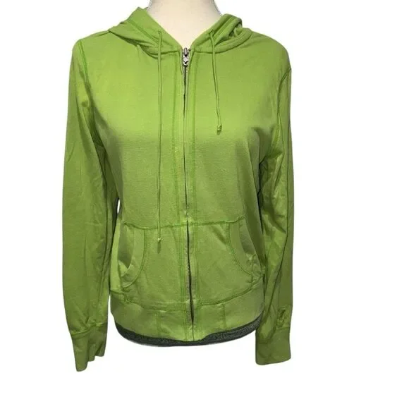 American Eagle Solid Green Women's Hoodie pockets cozy light weight 2000’s L - Picture 12 of 12